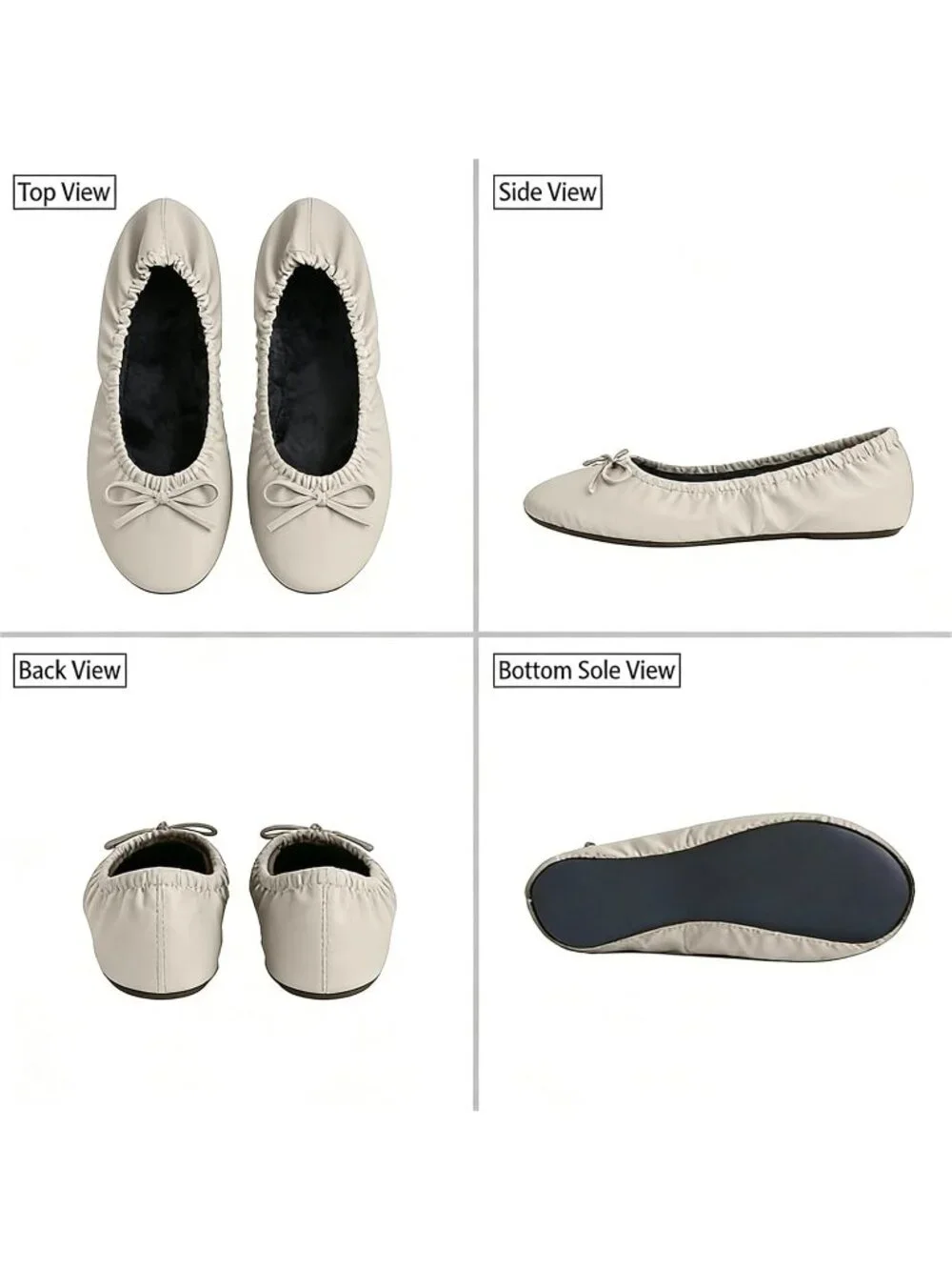 Women Pearl White Fit in Your Purse Round Toe Casual Foldable Ballet Flat Shoes
